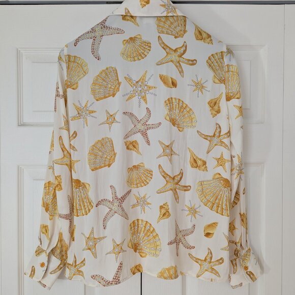Rachel Zoe Starfish Seashell Women's Shirt Casual Long Sleeve - Size S - Picture 3 of 9